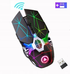 MYSZKA BEZPRZEWODOWA SLIM LED ŁADOWANA RGB BEZKLIKOWA USB