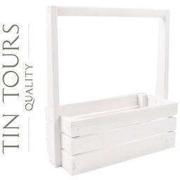 BIAŁA SKRZYNKA DREWNIANA Z PAŁĄKIEM 30x13x11/31 cm