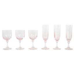 Pakamera Komplet kieliszków różowych, francuski design, lata 70,