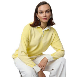 TRENDYOL SWETER DAMSKI ŻÓŁTY Z KOŁNIERZYKIEM I GUZIKAMI