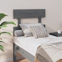 vidaXL Wezgłowie łóżka, szare, 93,5x3x81 cm, lite drewno