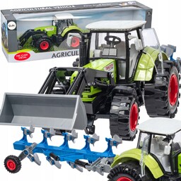 Duży traktor z pługiem ciągnik z ładowarką czołową