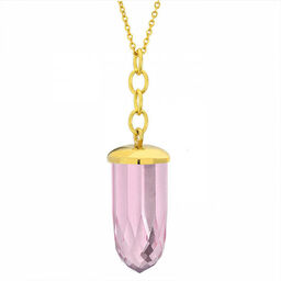 Naszyjnik z kryształowym, różowym szkłem na złotym łańcuszku