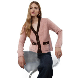 TRENDYOL SWETER DAMSKI ROZPINANY Z DEKOLTEM V