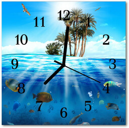 Zegar ścienny kwadrat Wyspa ryb