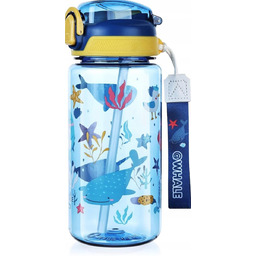 BUTELKA 600ML NA NAPOJE DLA DZIECI ZE SŁOMKĄ