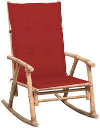 Elior Bujany fotel bambusowy z czerwoną poduszką -