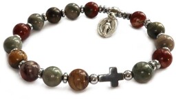 Bransoletka różaniec na rękę - kamienie jaspis 8747