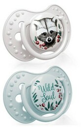 LOVI Smoczek silikonowy 6-18m Wild Soul miętowo-szary, 2szt.