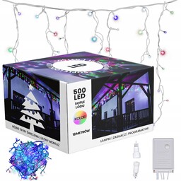 Sople Zewnętrzne Kurtyna 500 Led 18M Lampki choinkowe