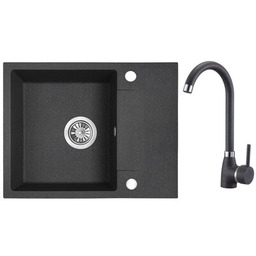 KUCHINOX Zlewozmywak jednokomorowy z ociekaczem Rab SBFA713Y Czarny