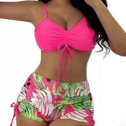 STRÓJ KĄPIELOWY DWUCZĘŚCIOWY KOSTIUM WYSOKI STAN BIKINI SPODENKI