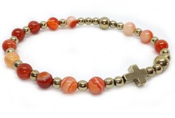 Bransoletka różaniec dziesiątek na rękę - agat rudy