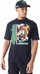 NBA Flame Print Oversized T-shirt Boston Celtics czarno-zielony