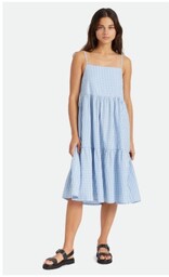 sukienka BRIXTON - Gingham Tier Dress Casablanca Blue