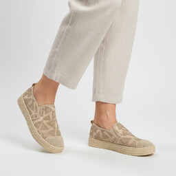 Artiker Złoto-Beżowe Półbuty Modne Obuwie Damskie