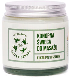 Cztery Szpaki, świeca konopna do masażu, eukaliptus