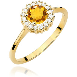 Złoty pierścionek Cytryn 0,50ct żółte złoto pr. 585