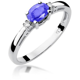 Złoty pierścionek Tanzanit 0,40ct białe złoto pr. 585