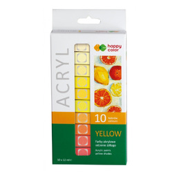 Farby akrylowe 10 kolorów x 12 ml Yellow
