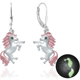 MINET Kolczyki świecące srebrne JEDNOROŻCE