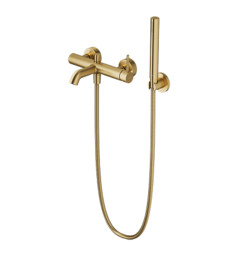 Bateria wannowa z zestawem prysznicowym, złoty szczotkowany