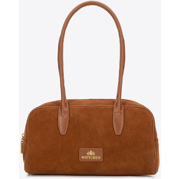 Damska torebka na ramię ze skóry zamszowej jasny