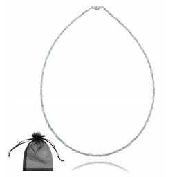 Naszyjnik KAMIEŃ KSIĘŻYCOWY AKWAMARYN faset 2-3mm Srebrne Zapięcie