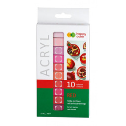 Farby akrylowe 10 kolorów x 12 ml RED