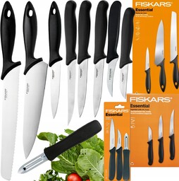 Fiskars Zestaw 8x Noży Kuchennych Siekania Krojenia Obieraczka