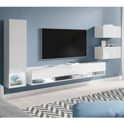 Wisząca meblościanka do salonu biały połysk Amadeo (AMD0001)