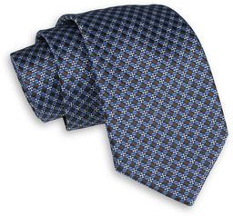 Niebiesko-Brązowy Klasyczny Szeroki Krawat Męski -Angelo di Monti-