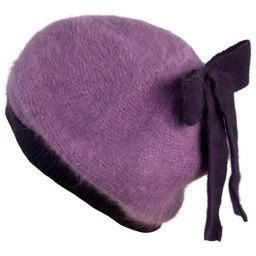 Angorkowy Beret Z Kokardką