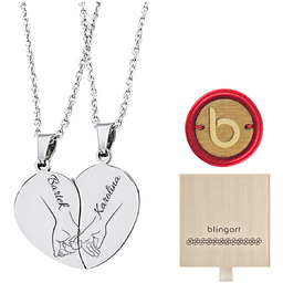 Zestaw naszyjników dla par POŁÓWKI SERCA srebrna s