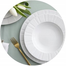 0001 Serwis Obiadowy 6/18 Biała Oktawa Ćmielów Porcelana