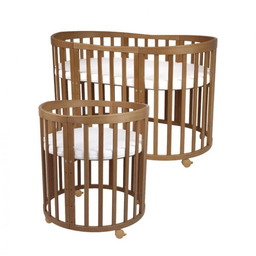 Waldin Łóżeczko drewniane owalne 7w1 z materacem Vintage