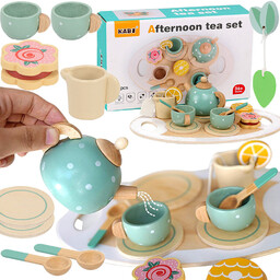 Zestaw do herbatki zabawy w herbatkę drewniany serwis