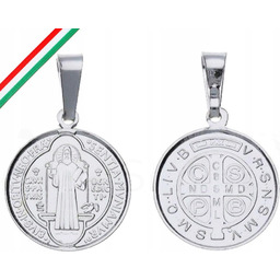 Srebrny medalik 925 święty Benedykt na chrzest Komunia