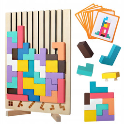 Drewniane Puzzle Tetris 41EL Grube Klocki Gra Łamigłówka