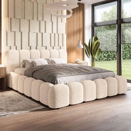 Łóżko tapicerowane z pojemnikiem SFG0183P 160x200 Boucle Ecru
