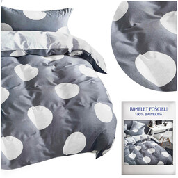 Pościel Satyna Bawełniana w Grochy Niebieska A1038 200x220NP