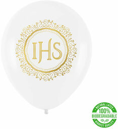 Balony lateksowe IHS ze złotym ornamentem - 30