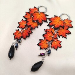 Pakamera Kolczyki jesienne z liśćmi klonu handmade 8