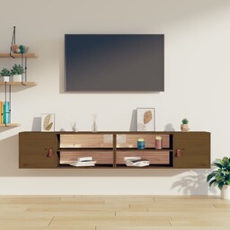 vidaXL Szafki ścienne, 2 szt., miodowy brąz, 80x30x30