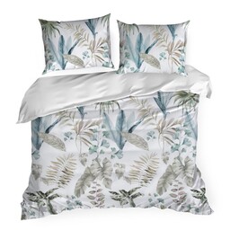 Eurofirany Pościel satynowa 140x200 Spring 52 biała turkusowa