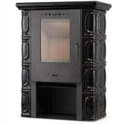 Piec kominek kaflowy koza ELDUR wkład kominkowy czarny