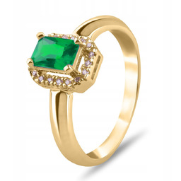 ZŁOTY PIERŚCIONEK ZE SZMARAGDOWYM KAMIENIEM 585