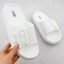 Klapki damskie sportowe na grubej podeszwie białe Big