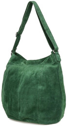 Ciemno- zielona zamszowa torebka damska A4 skórzana worek
