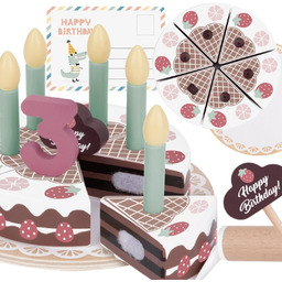 TOOKY TOY Drewniany Tort Urodzinowy ze Świeczkami Rzepy